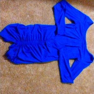 A blue mini dress